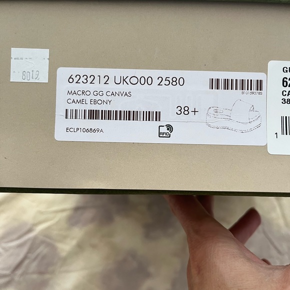 GUCCI GG maxi logo platform canvas Angelina slide sandals size 38.5 8.5 - Picture 11 of 11